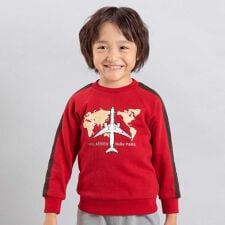 ベベ(BeBe)の【JALコラボ】飛行機刺しゅう袖切り替えラグラントレーナー(90~130cm)