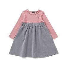 テレコ×ツイル切り替え長袖ワンピース(90~150cm)