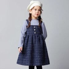 【お揃い】エタンセルラメツイードドッキングワンピース(90~160cm)