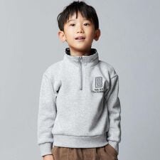 裏起毛チェック切り替えハーフジップトレーナー(90~150cm)