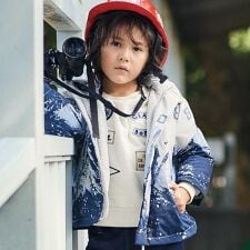 ベベ(BeBe)の【撥水加工】アイスバーグプリントフード中綿コート(90~150cm)