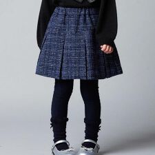 【お揃い】エタンセルラメツイードインナーパンツ付プリーツスカート(90~150cm)