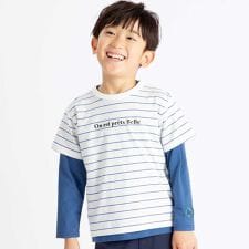 ボーダー半袖Tシャツ+長袖Tシャツセット(90~160cm)