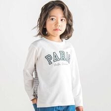 チェックスムース切り替えパッチロゴ長袖Tシャツ(90~160cm)