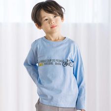 【抗菌防臭・UVカット】自転車プリントライン天竺長袖Tシャツ(90~130cm)