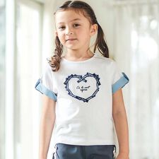 ラベルロゴハートモチーフ袖切り替え天竺半袖Tシャツ(90~150cm)