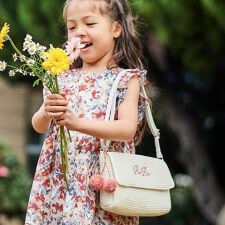 【お揃い】ラフィアポンポンブレード編みポシェット