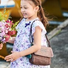 【お揃い】ラフィアポンポンブレード編みポシェット