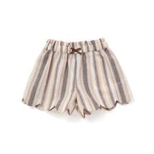 【お揃い】リネン調マルチストライプスカラップキュロットパンツ(80~100cm)