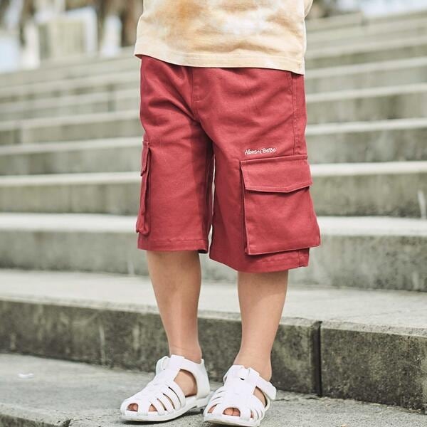 reversal　ハーフパンツ　レッド　XL ストレッチツイルカーゴハーフパンツ(90~150cm) | ベベ(BeBe) | マルイ