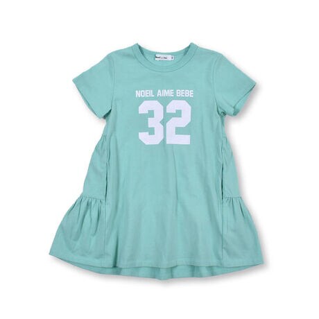 天竺ロゴプリント後ろフリルワンピース ９０ １３０ｃｍ