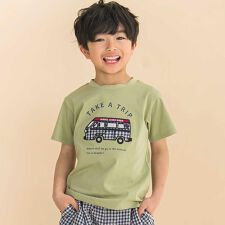 天竺クルマパッチ刺しゅう半袖Tシャツ(80~130cm)
