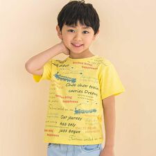 スラブ天竺トレインプリント半袖Tシャツ(80~130cm)