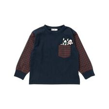 チェック袖切り替え天竺長袖Tシャツ(80~130cm)