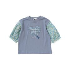 【お揃い】花柄バルーン5分袖スムースTシャツ(80~130cm)