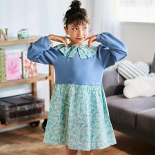 ノイユ エーム ベベ(Noeil aim BeBe)の【お揃い】花柄付け襟＋花柄切り替えスムース長袖ワンピース(80~130cm)