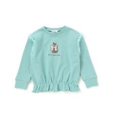 TC裏毛ネコ刺しゅうチュール付きトレーナー(80~130cm)