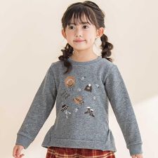 ラメ裏毛裾フリルトレーナー(80~130cm)