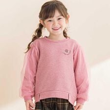 ラメ裏毛チュール袖トレーナー(80~130cm)