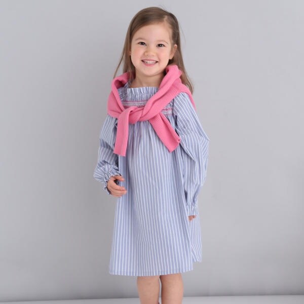 familiar 刺繍フリル襟 ワンピース 100 刺繍付きフリル襟のグレーの