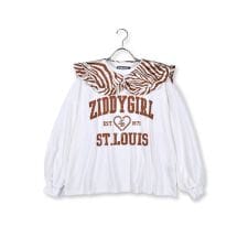 ZIDDY 【 ニコ☆プチ 4月号 掲載 】 ゼブラ柄 襟取り外し 長袖 Tシャツ (130~160