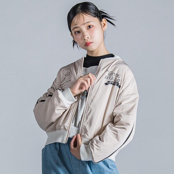 スウェット、タフタブルゾン 肩ラインタフタフリースリバーシブルトラック風ブルゾン(130~160cm