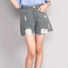 【接触冷感】ブラスト＆ダメージ加工デニムパンツ
