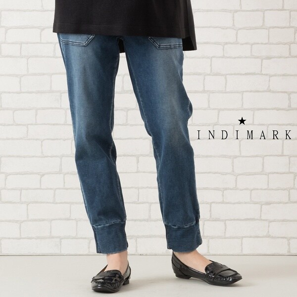 手洗いOK・INDIMARK】デニム・裾リブ・ジョガーパンツ