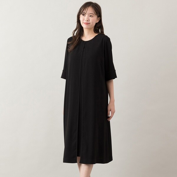 【セットアップ対応】セラテリー梨地前２枚重ねドレス