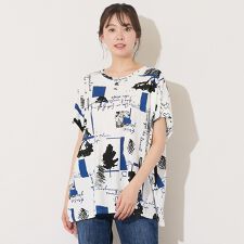 【手洗いOK・綿100％】パワーショルダープリントカットソー