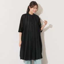 【手洗いOK・綿100％】80ローン・タックチュニックブラウス