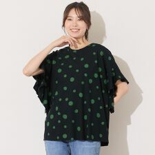 【手洗いOK・綿100％】ランダムドットプリント・ボクシーライントップ