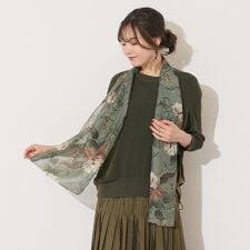 【手洗いOK】フラワープリントストール