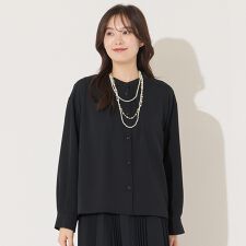 【手洗いOK・機能性素材・セットアップ対応】3WAYスタンドカラーブラウス