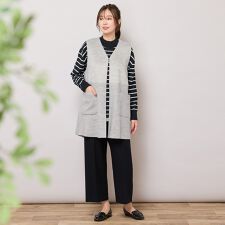 Vネック・シャギー切り替えニットソージレ