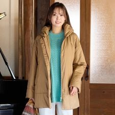 キャメル入り中綿ボリューム襟コート