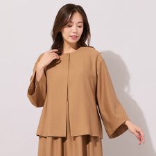 【ハレの日・セットアップ対応】ベルスリーブ・ノーカラーショートジャケット