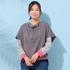 【手洗いOK・接触冷感・UVカット】フレンチスリーブ・ドレープジレ