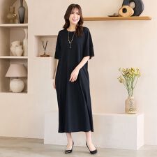 【手洗いOK・吸水速乾・接触冷感・遮熱】ボクシーシルエットワンピース