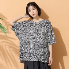 【手洗いOK・セットアップ対応】ペイズリープリントカットソー