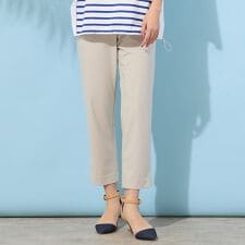 【手洗いOK・接触冷感・吸水速乾・UVカット】クロップト丈ストレートスリムパンツ