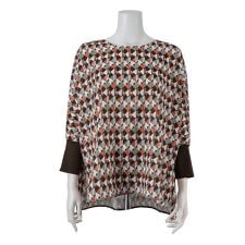 【手洗いOK】ドルマンスリーブ・幾何プリントブラウス