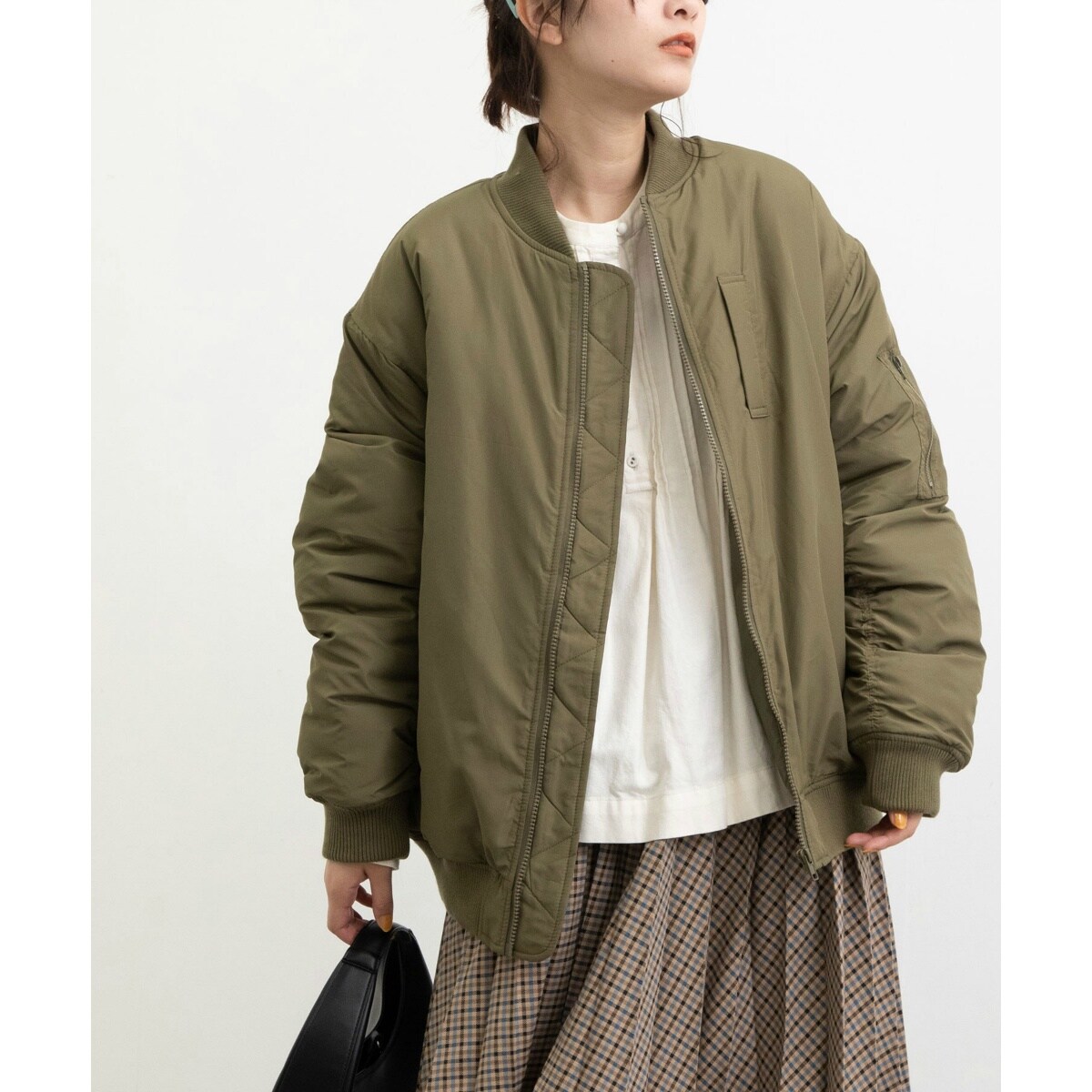 プードゥドゥ POU DOU DOU 冬はアウターでおしゃれを 優しげカラー フェイク ムートン ショート丈 コート M フラノ×キルティングボリュームコート | プードゥドゥ(POU DOU DOU