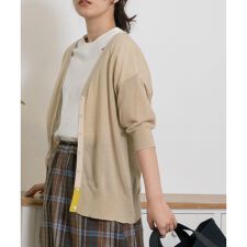 強撚コットン半袖Vネックカーディガン