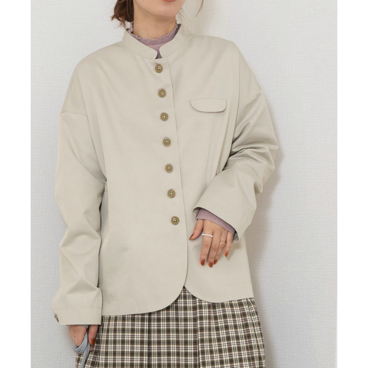 【新品★】POU DOU DOU(プードゥドゥ)／スタンドカラーシャツジャケット POU DOU ブルゾン アウター スタンドカラーシャツジャケット