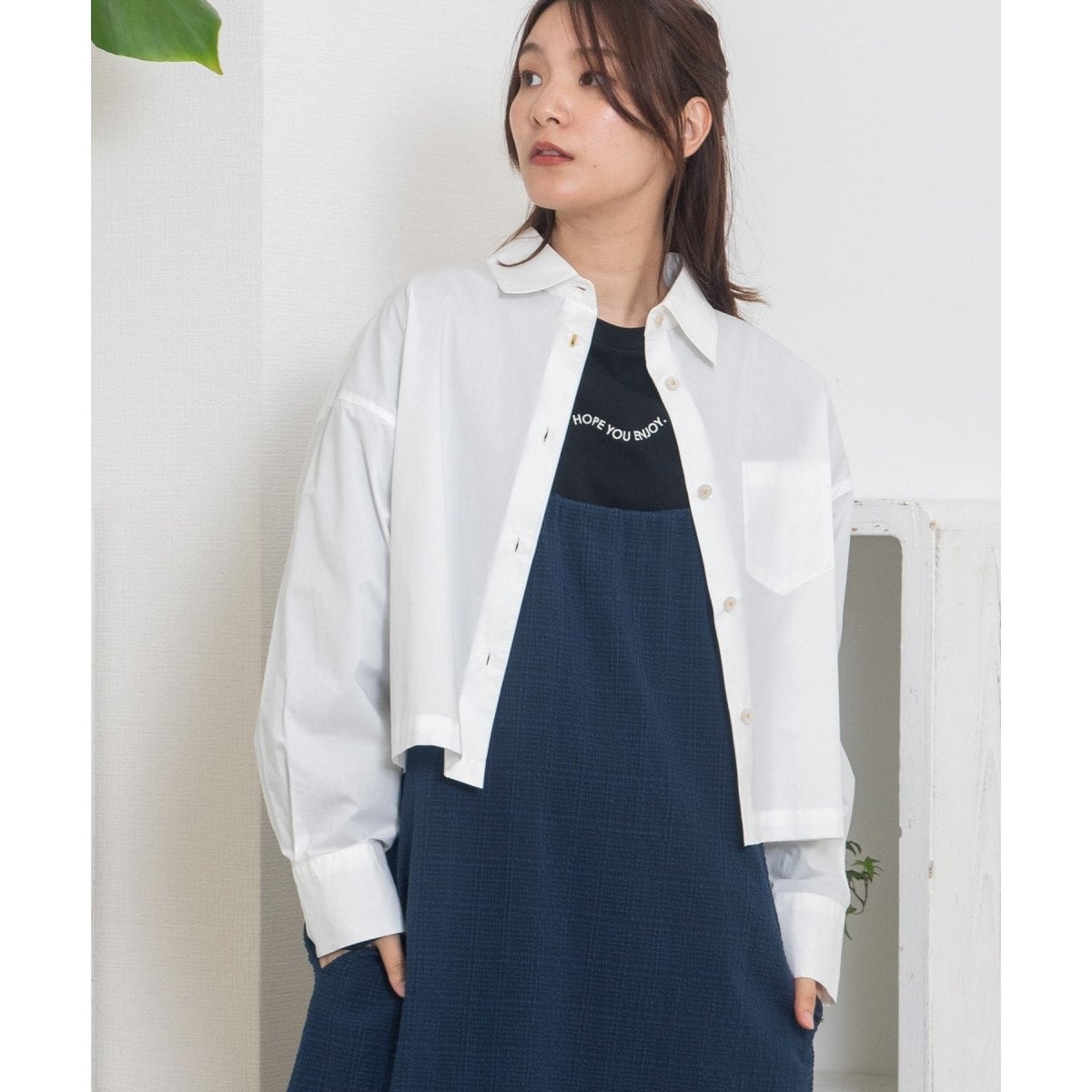 クロップド丈レギュラーカラーシャツ | プードゥドゥ(POU DOU クロップド丈レギュラーカラーシャツ | プードゥドゥ(POU DOU