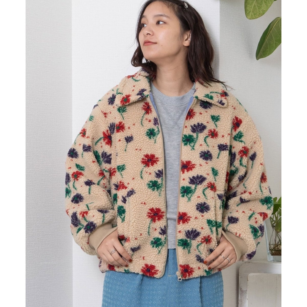 フラワージャガードボアブルゾン | プードゥドゥ(POU DOU DOU