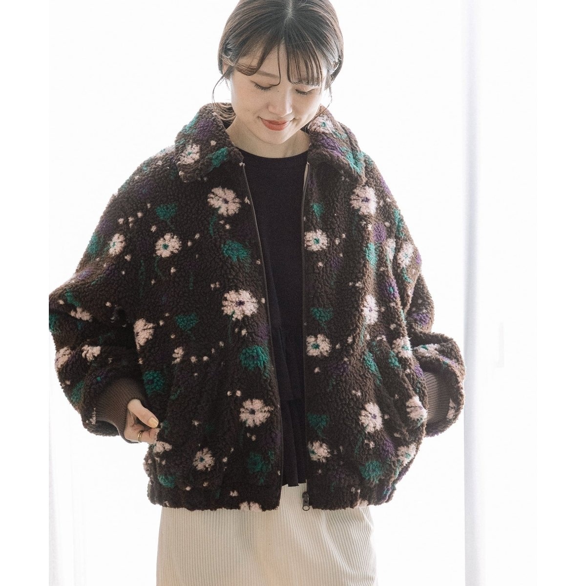 フラワージャガードボアブルゾン | プードゥドゥ(POU DOU DOU