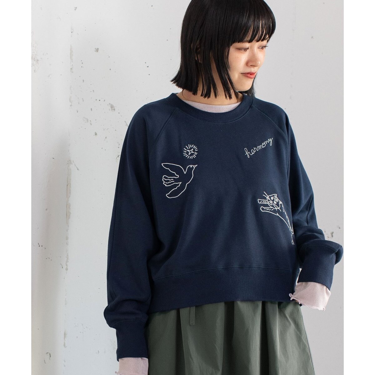 mina perhonen start グリーン choucho刺繍 スウェット mina perhonen start グリーン choucho刺繍 スウェット mina