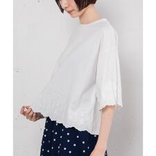 スカラップ刺繍プルオーバー